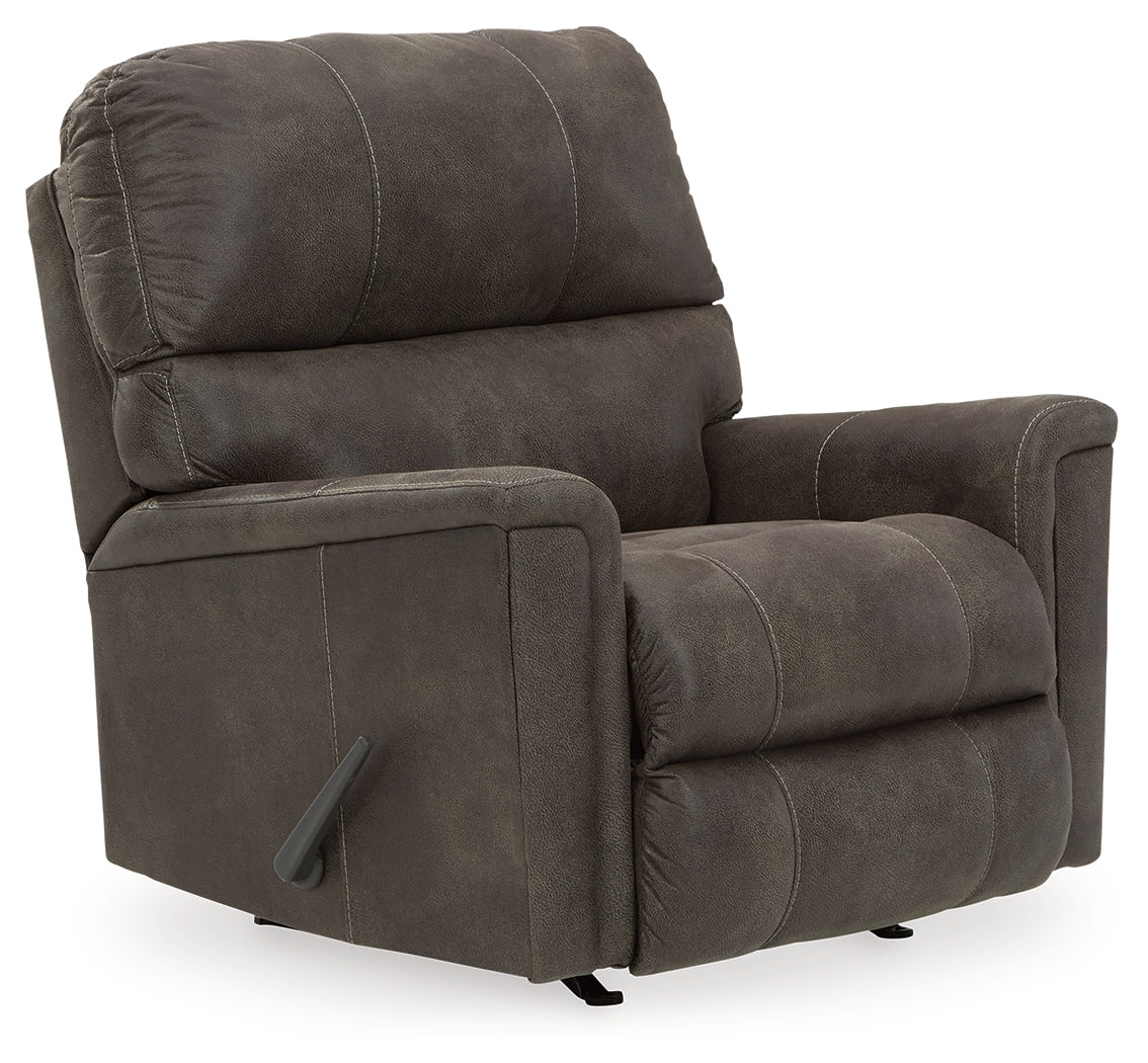 Ashley Furniture - NAVI SMOKE ROCKER RECLINER - Dark Gray Faux Leather - Recliners