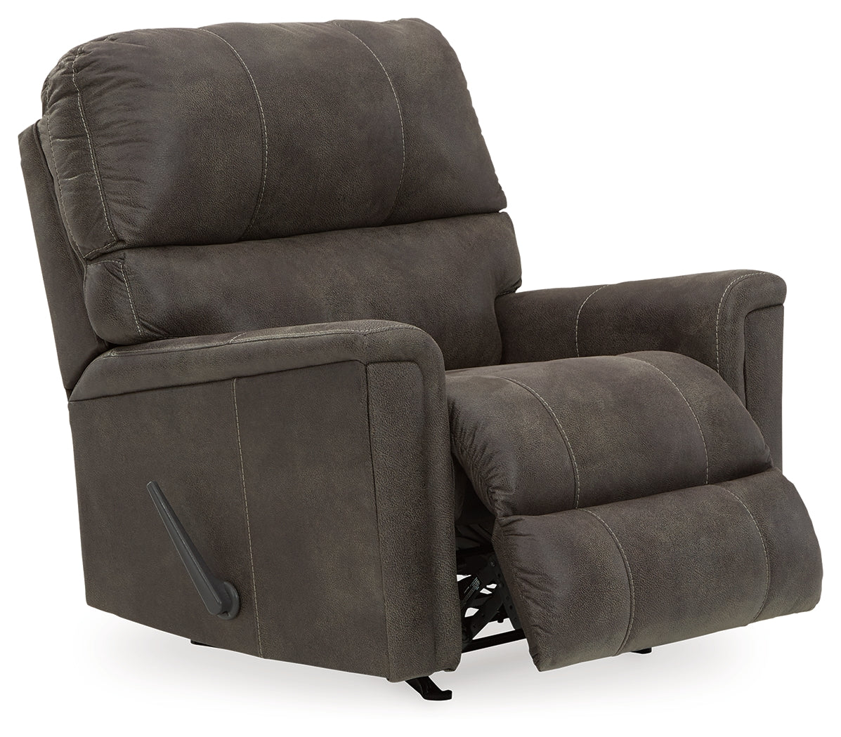 Ashley Furniture - NAVI SMOKE ROCKER RECLINER - Dark Gray Faux Leather - Recliners - Additional View 2