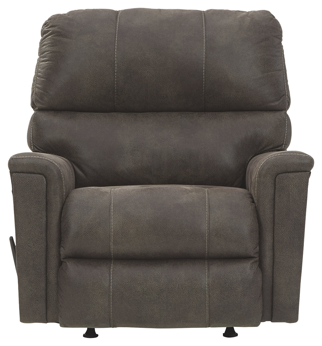 Ashley Furniture - NAVI SMOKE ROCKER RECLINER - Dark Gray Faux Leather - Recliners - Additional View 3