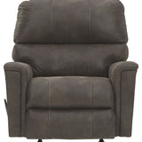 Ashley Furniture - NAVI SMOKE ROCKER RECLINER - Dark Gray Faux Leather - Recliners - Additional View 3