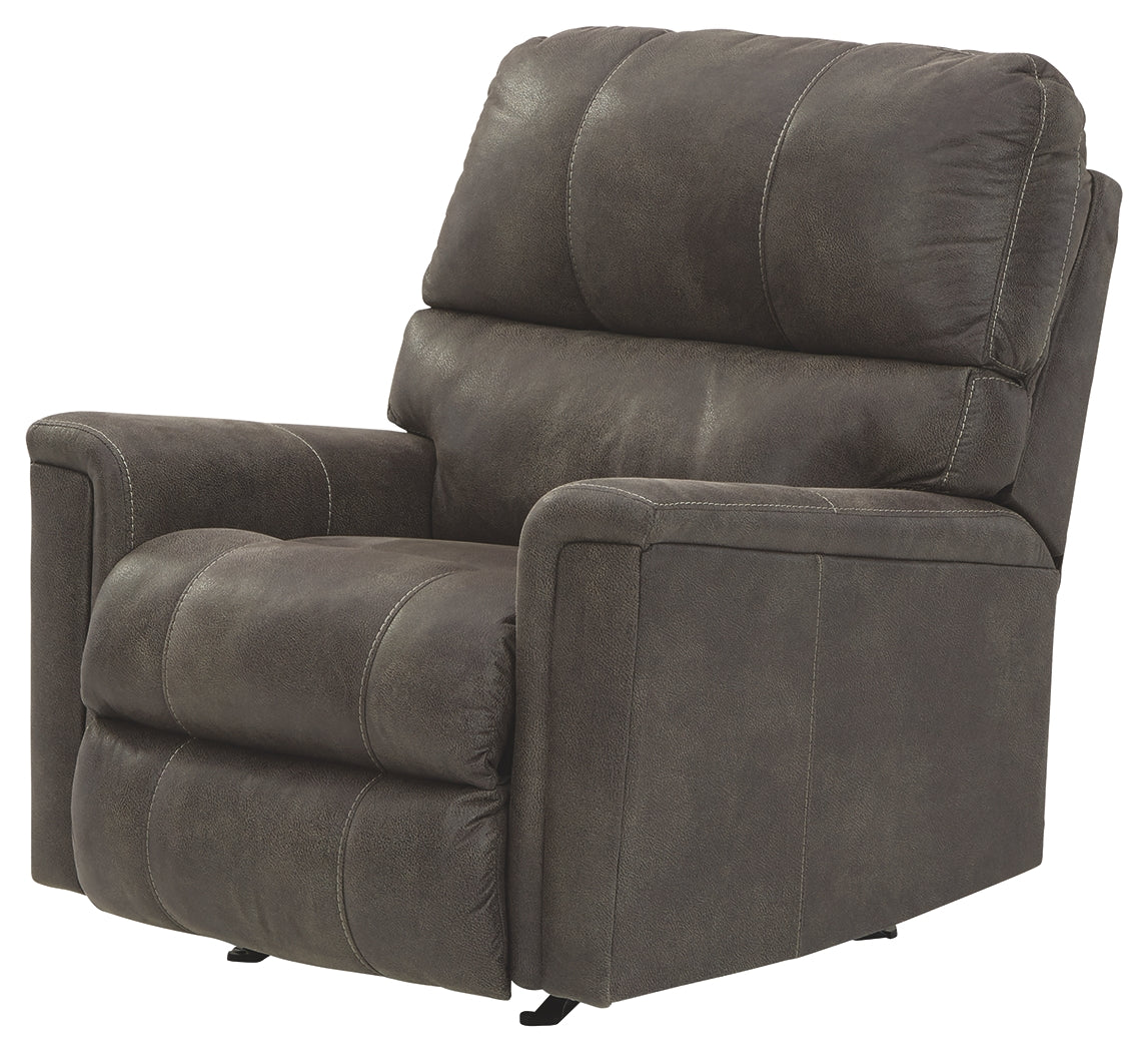 Ashley Furniture - NAVI SMOKE ROCKER RECLINER - Dark Gray Faux Leather - Recliners - Additional View 4
