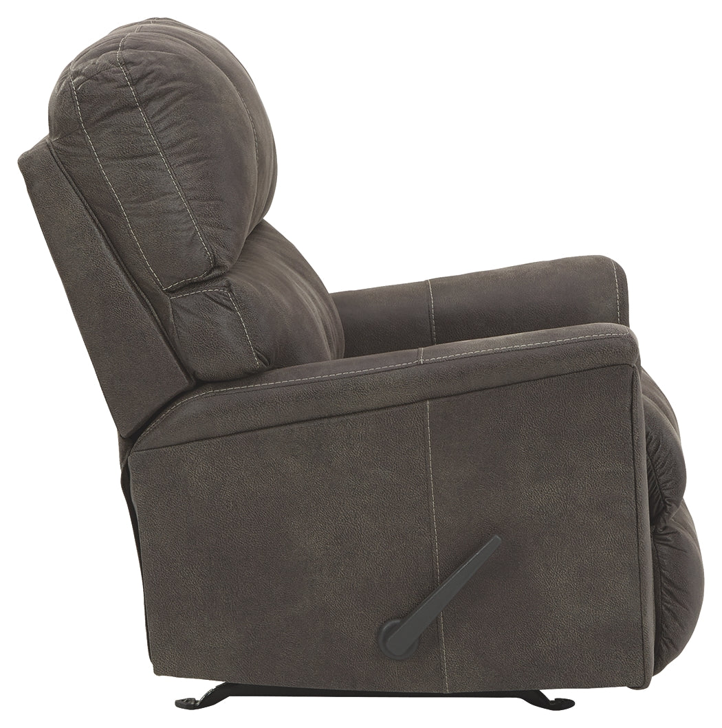 Ashley Furniture - NAVI SMOKE ROCKER RECLINER - Dark Gray Faux Leather - Recliners - Additional View 5