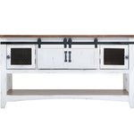 International Furniture Direct - PUEBLO WHITE SOFA TABLE - White|Dark Brown Wood - Tables