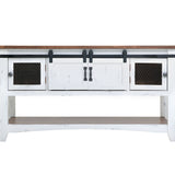 International Furniture Direct - PUEBLO WHITE SOFA TABLE - White|Dark Brown Wood - Tables