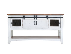 International Furniture Direct - PUEBLO WHITE SOFA TABLE - White|Dark Brown Wood - Tables