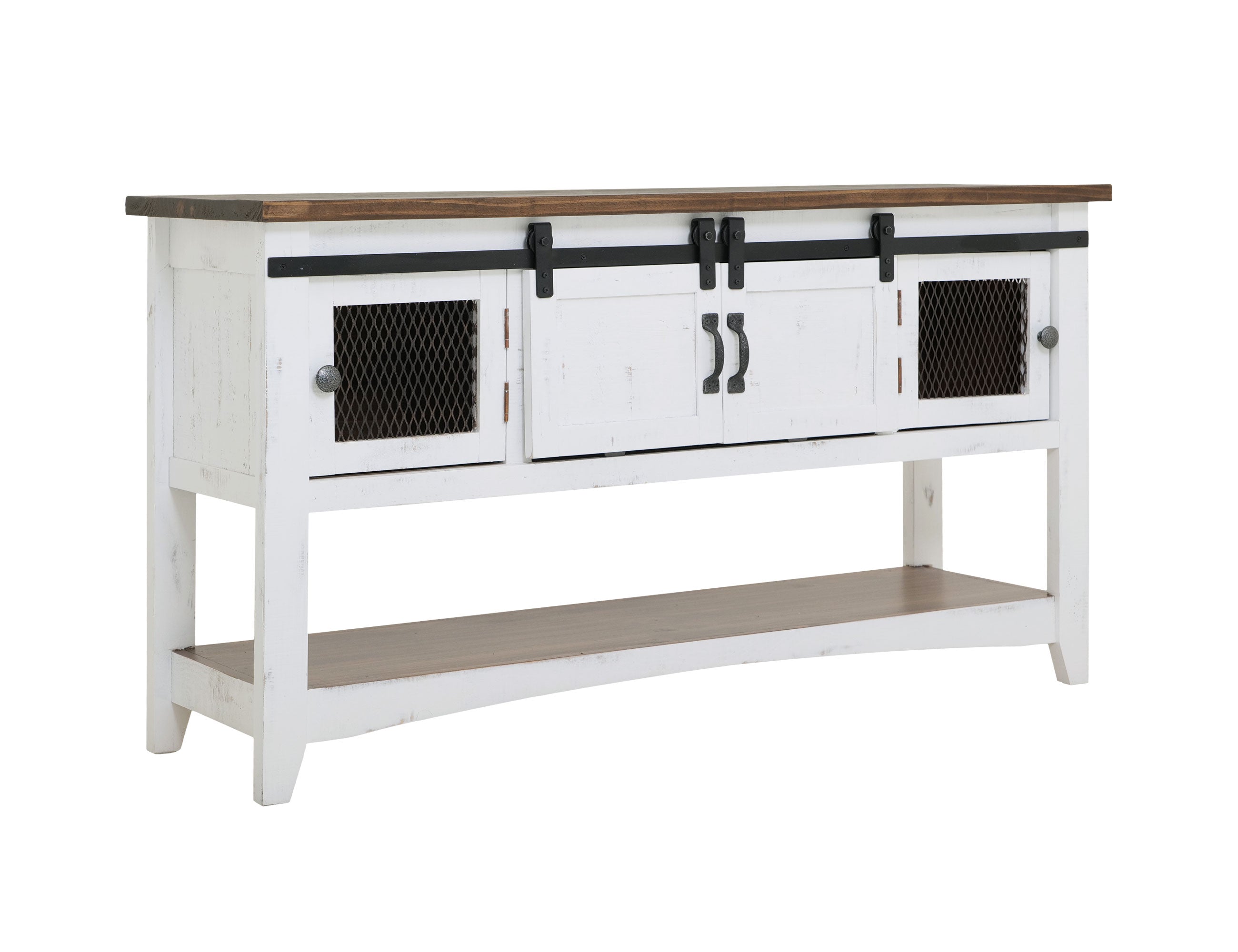 International Furniture Direct - PUEBLO WHITE SOFA TABLE - White|Dark Brown Wood - Tables - Additional View 1