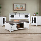 International Furniture Direct - PUEBLO WHITE SOFA TABLE - White|Dark Brown Wood - Tables - Additional View 3