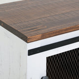 International Furniture Direct - PUEBLO WHITE SOFA TABLE - White|Dark Brown Wood - Tables - Additional View 4