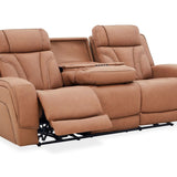 Jacek Leather Power Sofa With Drop Down Table And Immersive