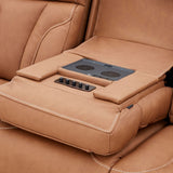 Jacek Leather Power Sofa With Drop Down Table And Immersive