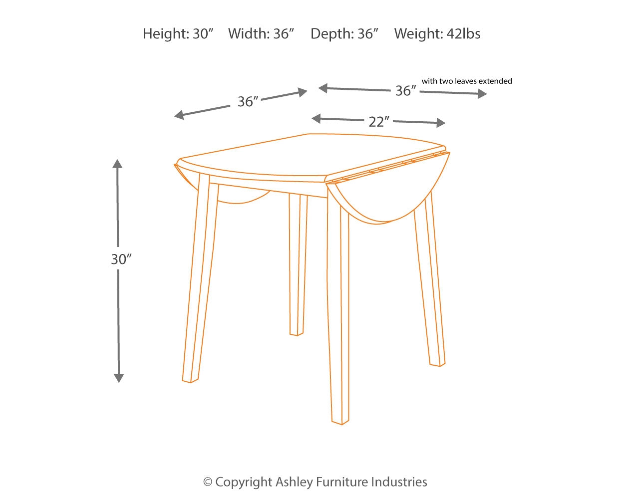 Ashley Furniture - HAMMIS ROUND DROP LEAF DINETTE TABLE - Dark Brown Wood - Tables - Additional View 3