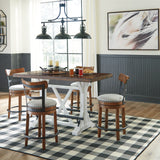 Ashley Furniture - Valebeck 5 Piece Counter Dining Set - White Seats - White|Dark Brown Wood|Fabric|Metal - Dining Room Sets