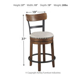 Ashley Furniture - Valebeck 5 Piece Counter Dining Set - White Seats - White|Dark Brown Wood|Fabric|Metal - Dining Room Sets - Additional View 4