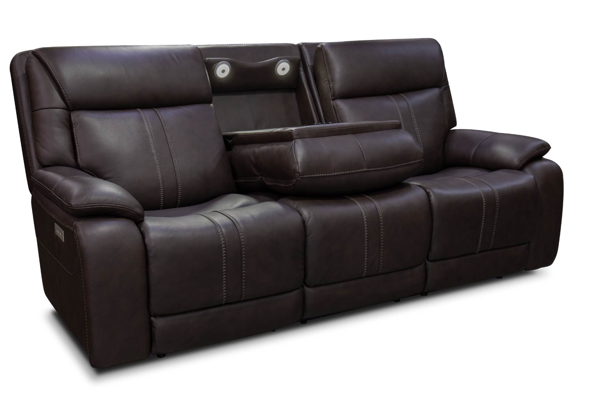 Xara Leather Power Sofa - Earth - Additional View 3