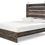Ashley Furniture - Drystan Queen Panel Bed With Lights - Brown - Beige Wood|Metal - Beds
