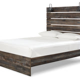 Ashley Furniture - Drystan Queen Panel Bed With Lights - Brown - Beige Wood|Metal - Beds