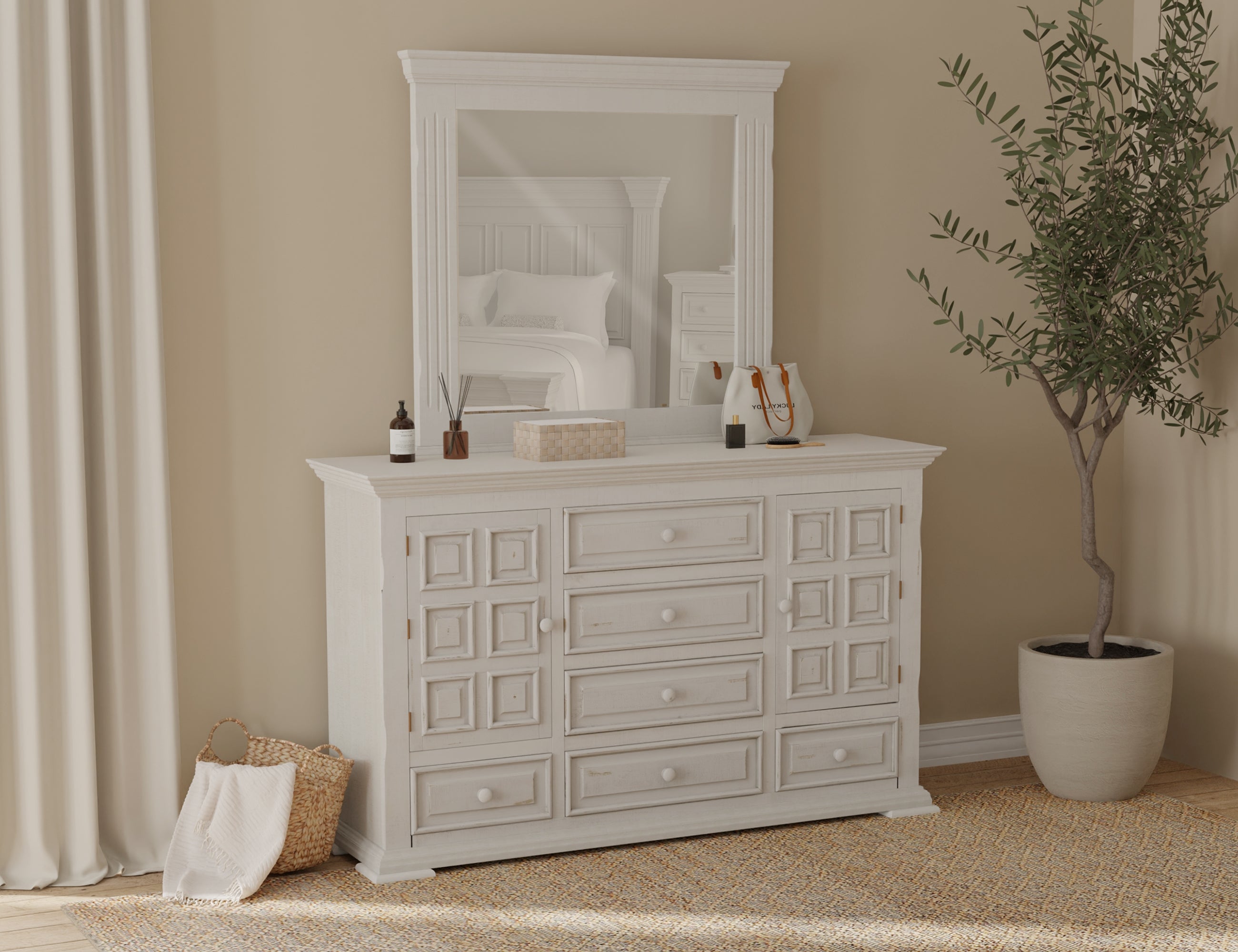 rustic white dresser Palisade 7-drawer Four large drawers create bountiful space to store shirts Robbinsdale - Dresser