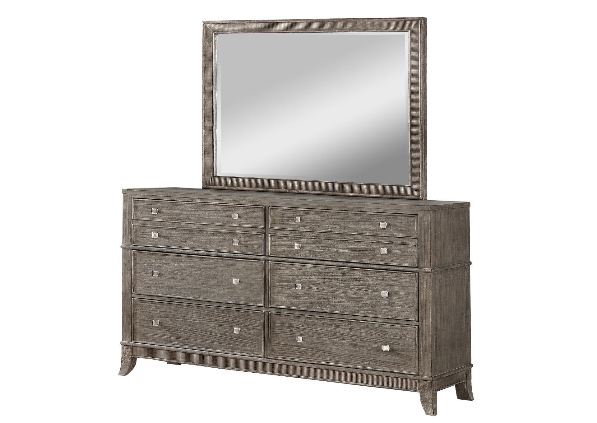 Mindi Brushed Dresser And Mirror - Gray