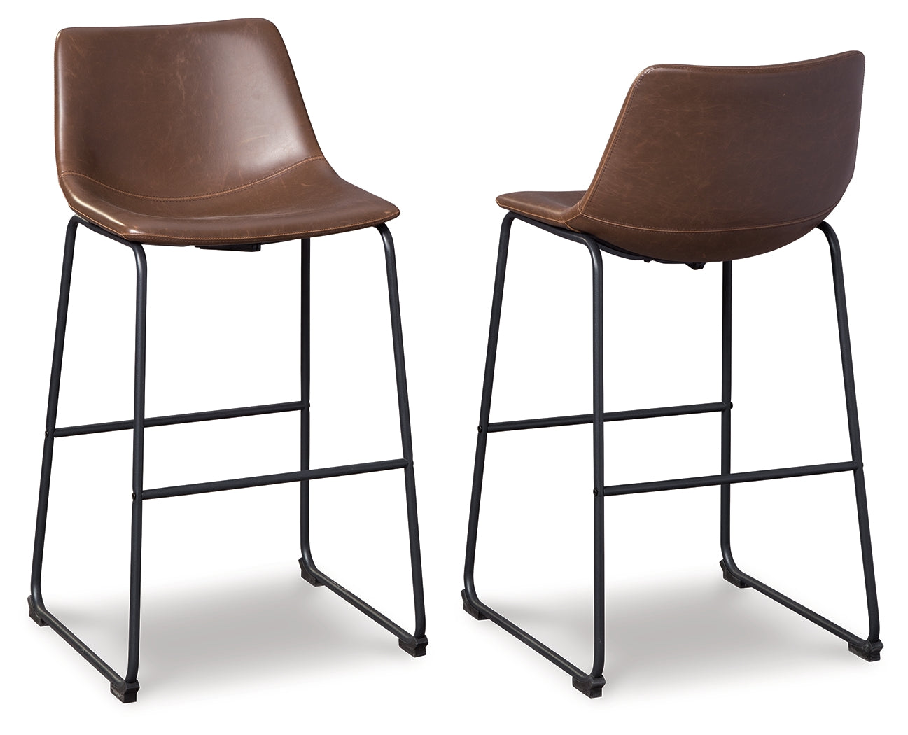 Ashley Furniture - Centiar 30" Barstool - Dark Brown Metal|Leather Match - Stools