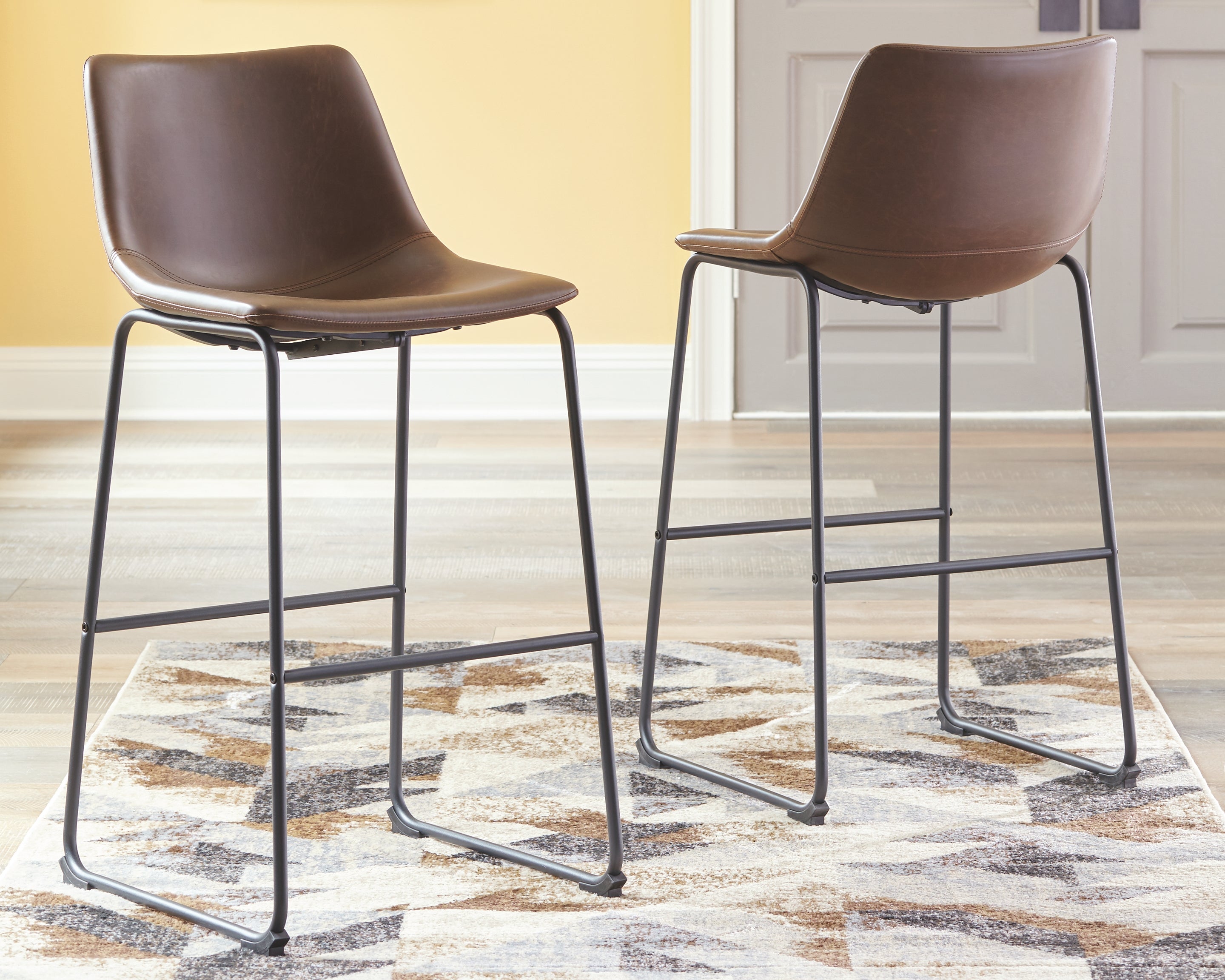 Ashley Furniture - Centiar 30" Barstool - Dark Brown Metal|Leather Match - Stools - Additional View 1