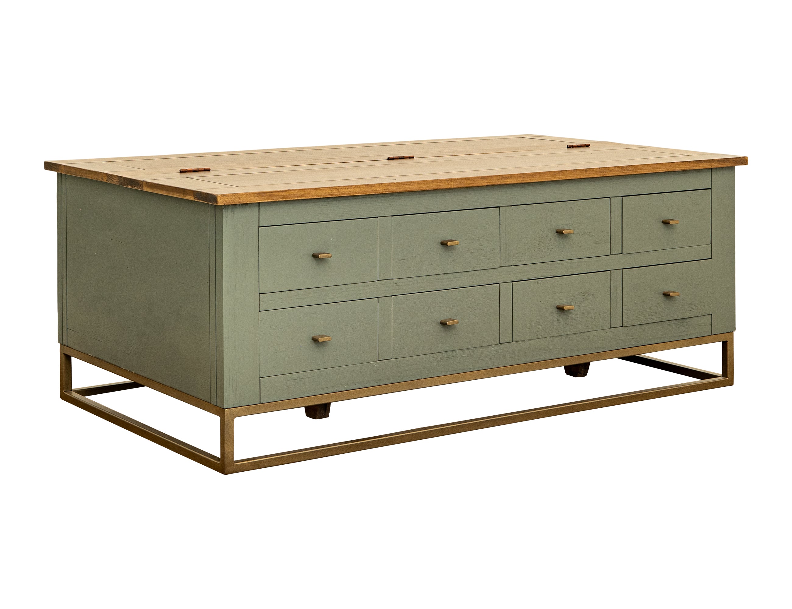 International Furniture Direct - TIMBER COCKTAIL TABLE - Green Wood - Tables - Additional View 1