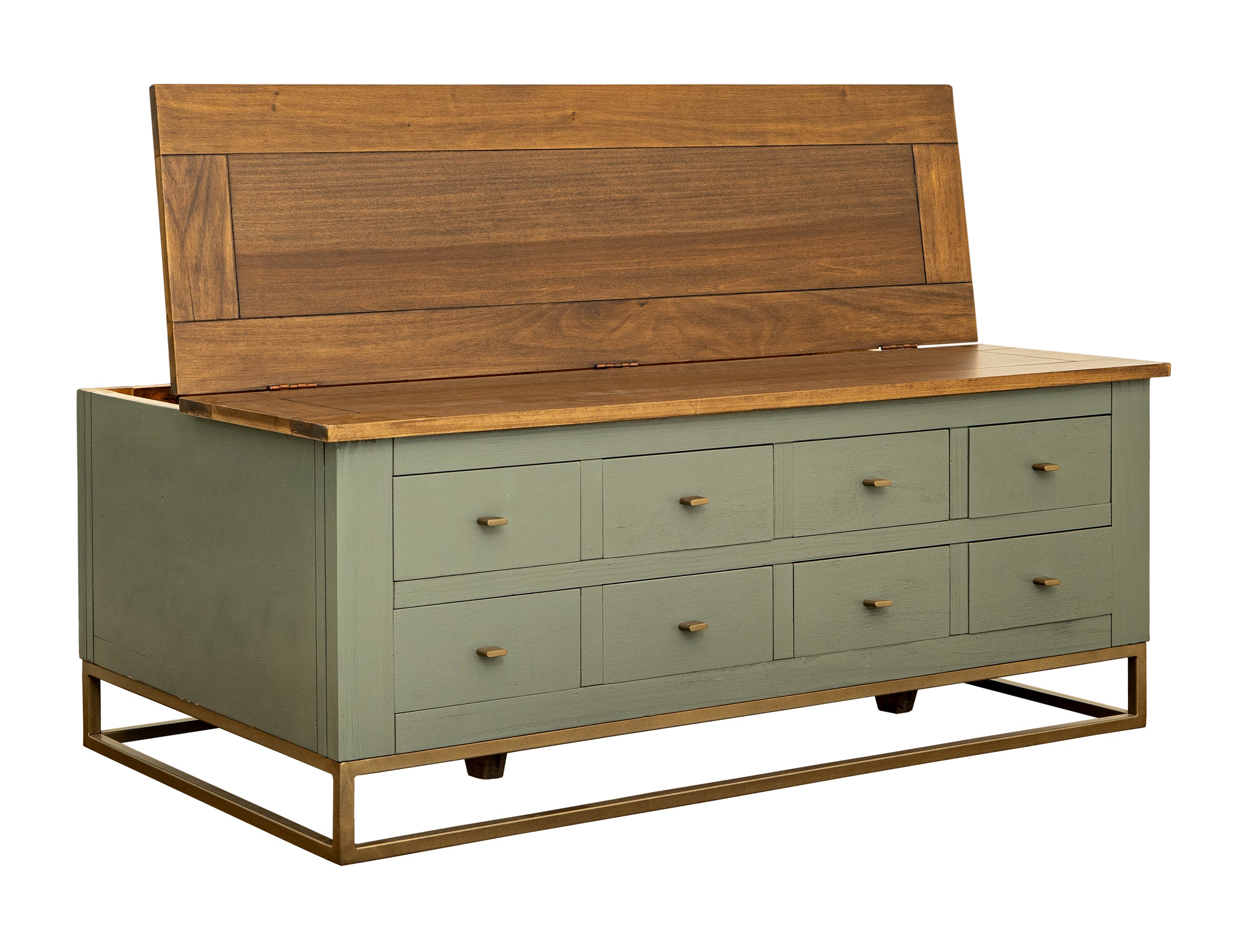 International Furniture Direct - TIMBER COCKTAIL TABLE - Green Wood - Tables - Additional View 2