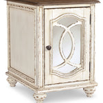 Ashley Furniture - Realyn Chair Side End Table - Insert Mirror - White / Brown - Light Brown Glass|Wood - Tables