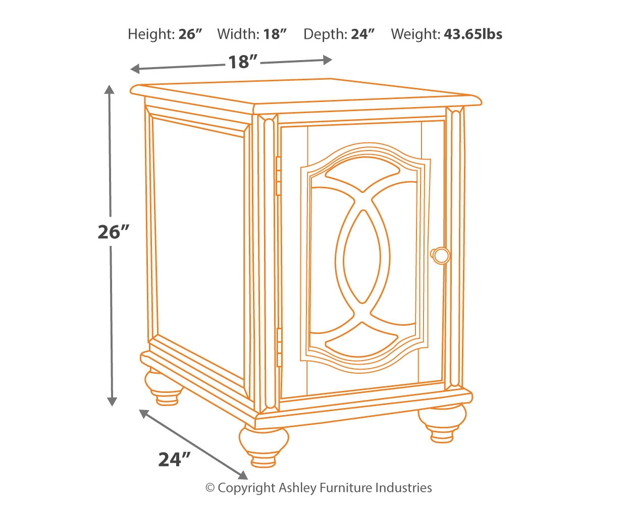 Ashley Furniture - Realyn Chair Side End Table - Insert Mirror - White / Brown - Light Brown Glass|Wood - Tables - Additional View 3