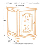Ashley Furniture - Realyn Chair Side End Table - Insert Mirror - White / Brown - Light Brown Glass|Wood - Tables - Additional View 3
