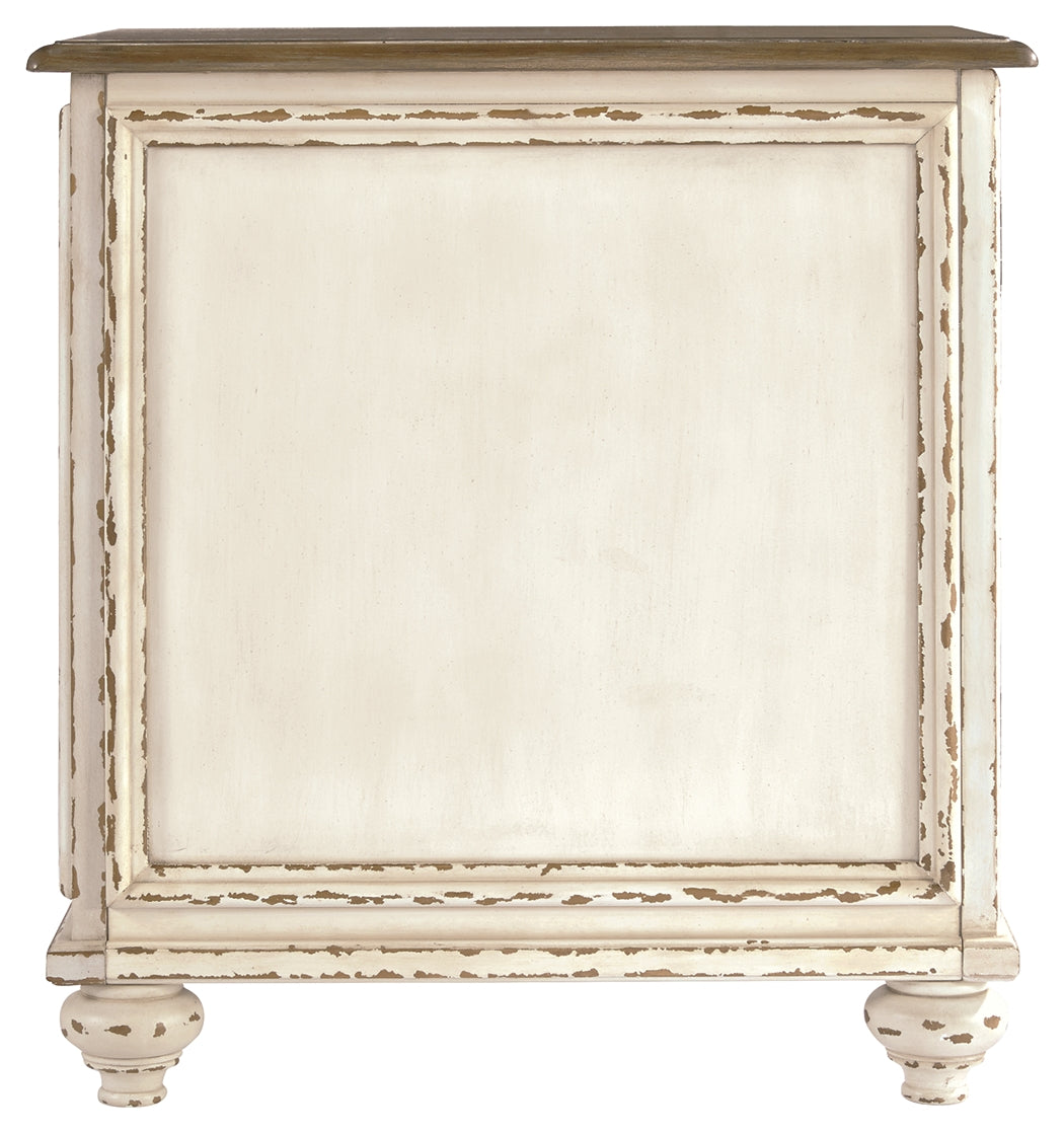 Ashley Furniture - Realyn Chair Side End Table - Insert Mirror - White / Brown - Light Brown Glass|Wood - Tables - Additional View 4