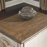 Ashley Furniture - Realyn Chair Side End Table - Insert Mirror - White / Brown - Light Brown Glass|Wood - Tables - Additional View 7