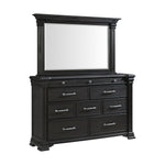 Elements International - KINGS COURT BLACK DRESSER AND MIRROR - Wood|Mirror - Dresser & Mirror