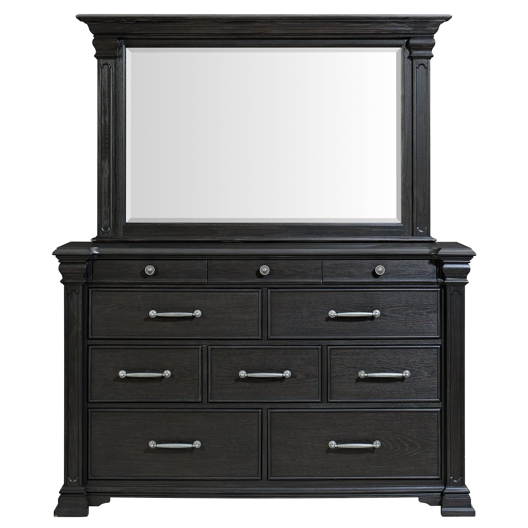 Elements International - KINGS COURT BLACK DRESSER AND MIRROR - Wood|Mirror - Dresser & Mirror - Additional View 11
