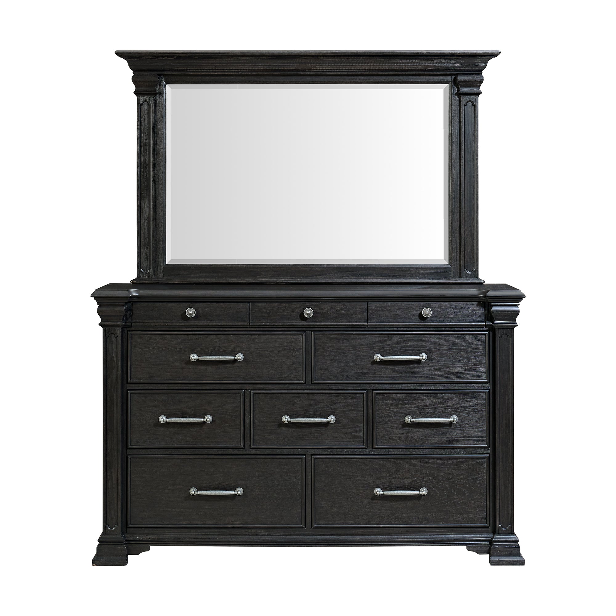 Elements International - KINGS COURT BLACK DRESSER AND MIRROR - Wood|Mirror - Dresser & Mirror - Additional View 11