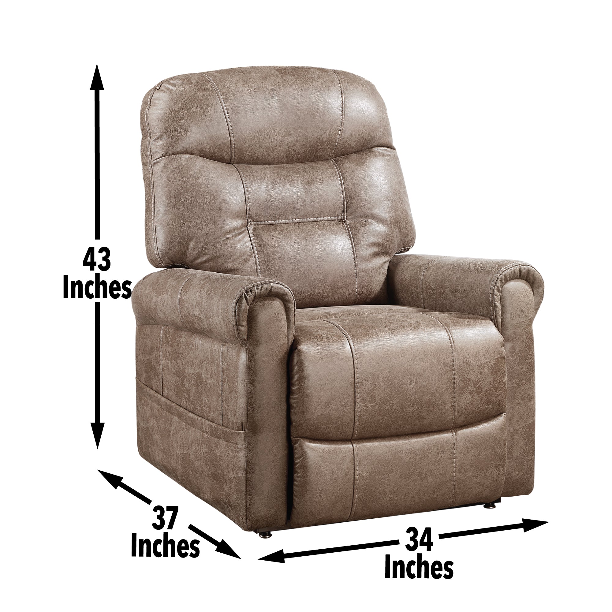 Steve Silver Furniture - Ottawa Lift Chair w/ Heat and Massage - Light Brown - Steel|Fabric - Chairs - Additional View 1