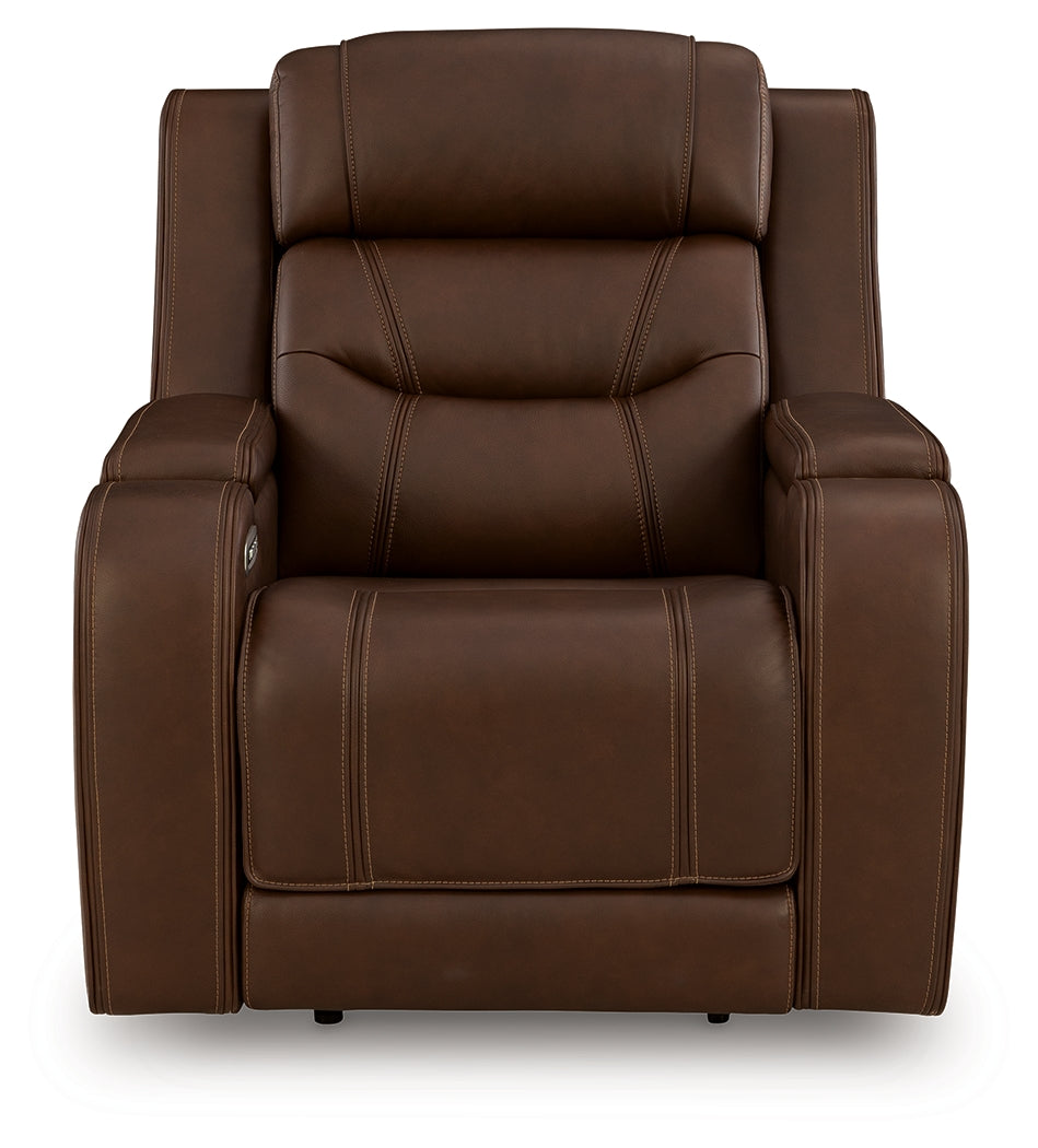 Ashley Furniture - DREAMER POWER RECLINER W/AUDIO - Dark Brown Leather Match - Recliners - Additional View 3