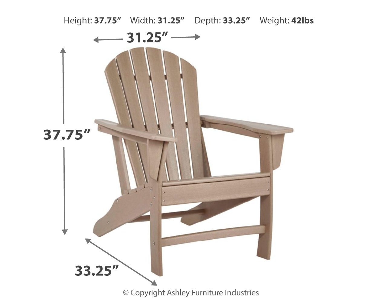 Ashley Furniture - Sundown Treasure Adirondack Chair - Brown - Light Brown Plastic - Chairs - Additional View 3