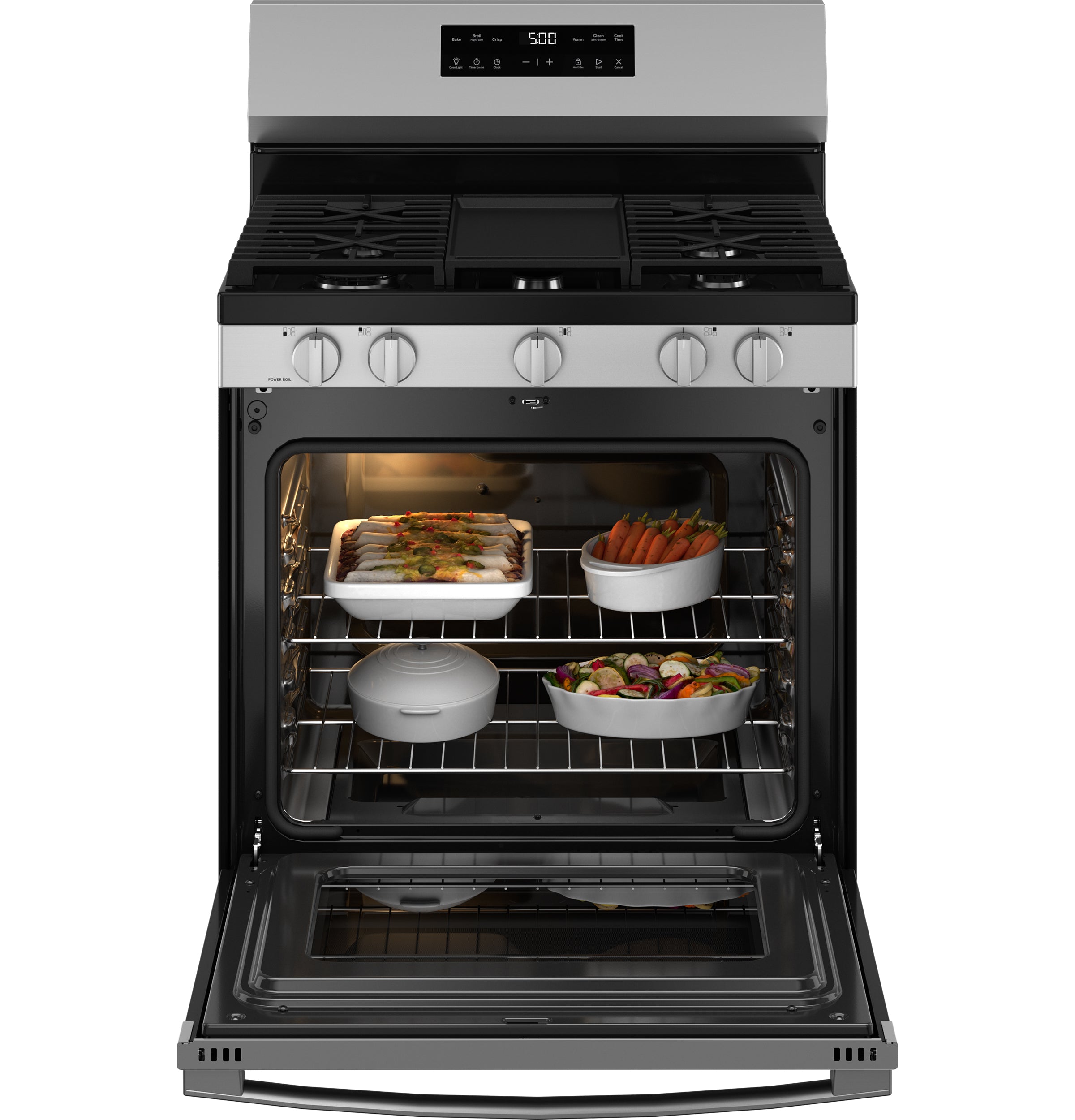 GE STAINLESS 30" FREE STANDING GAS RANGE - Pearl Silver|Black - Ranges - Additional View 3