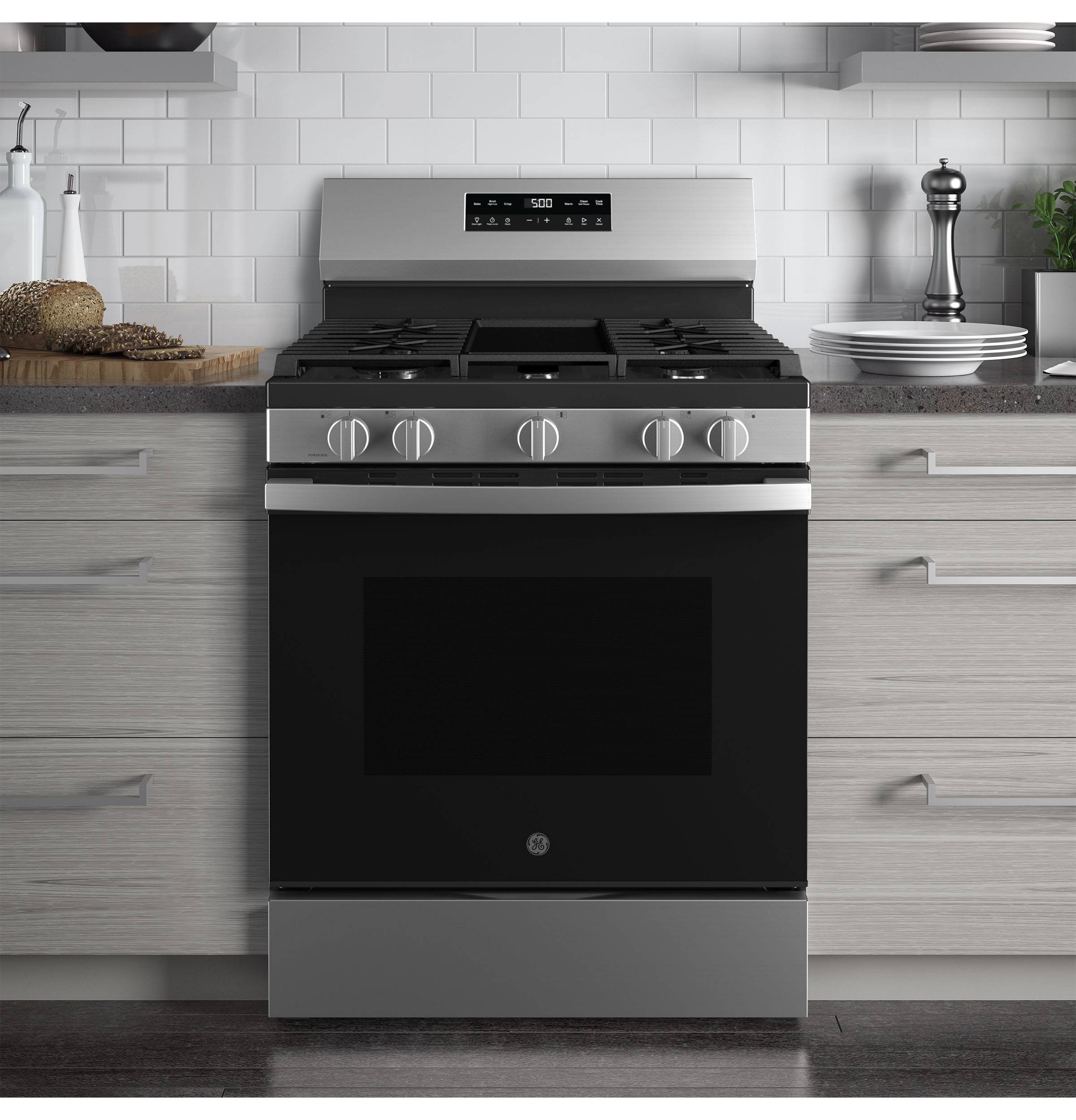 GE STAINLESS 30" FREE STANDING GAS RANGE - Pearl Silver|Black - Ranges - Additional View 5