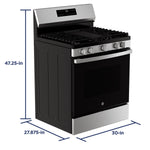 GE STAINLESS 30" FREE STANDING GAS RANGE - Pearl Silver|Black - Ranges - Additional View 21