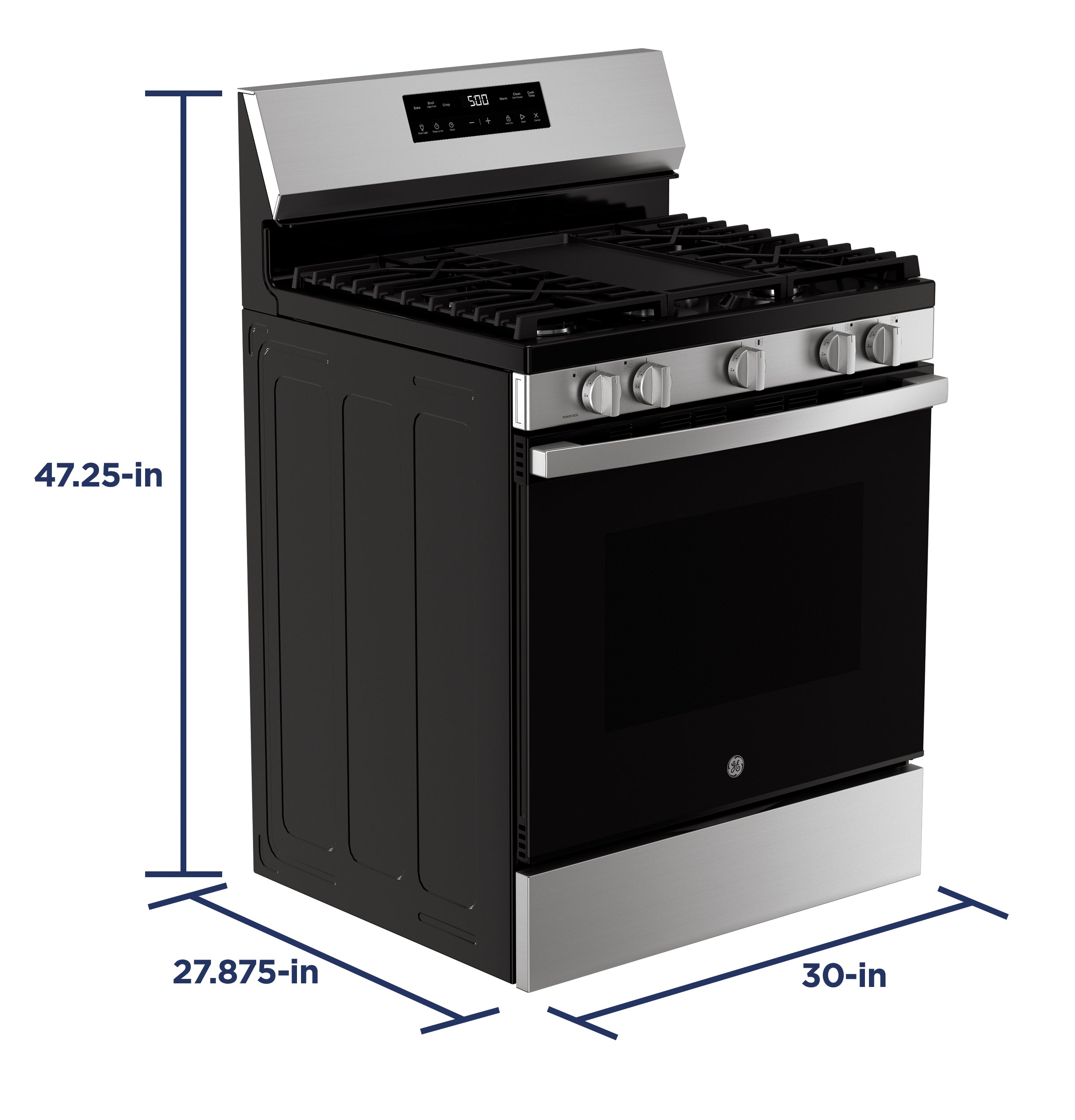 GE STAINLESS 30" FREE STANDING GAS RANGE - Pearl Silver|Black - Ranges - Additional View 21