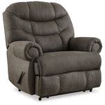 Ashley Furniture - Camera Time Recliner - Dark Gray Faux Leather - Recliners