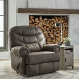 Ashley Furniture - Camera Time Recliner - Dark Gray Faux Leather - Recliners - Additional View 1