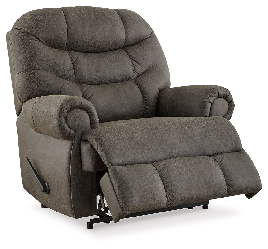 Ashley Furniture - Camera Time Recliner - Dark Gray Faux Leather - Recliners - Additional View 2