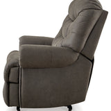 Ashley Furniture - Camera Time Recliner - Dark Gray Faux Leather - Recliners - Additional View 6