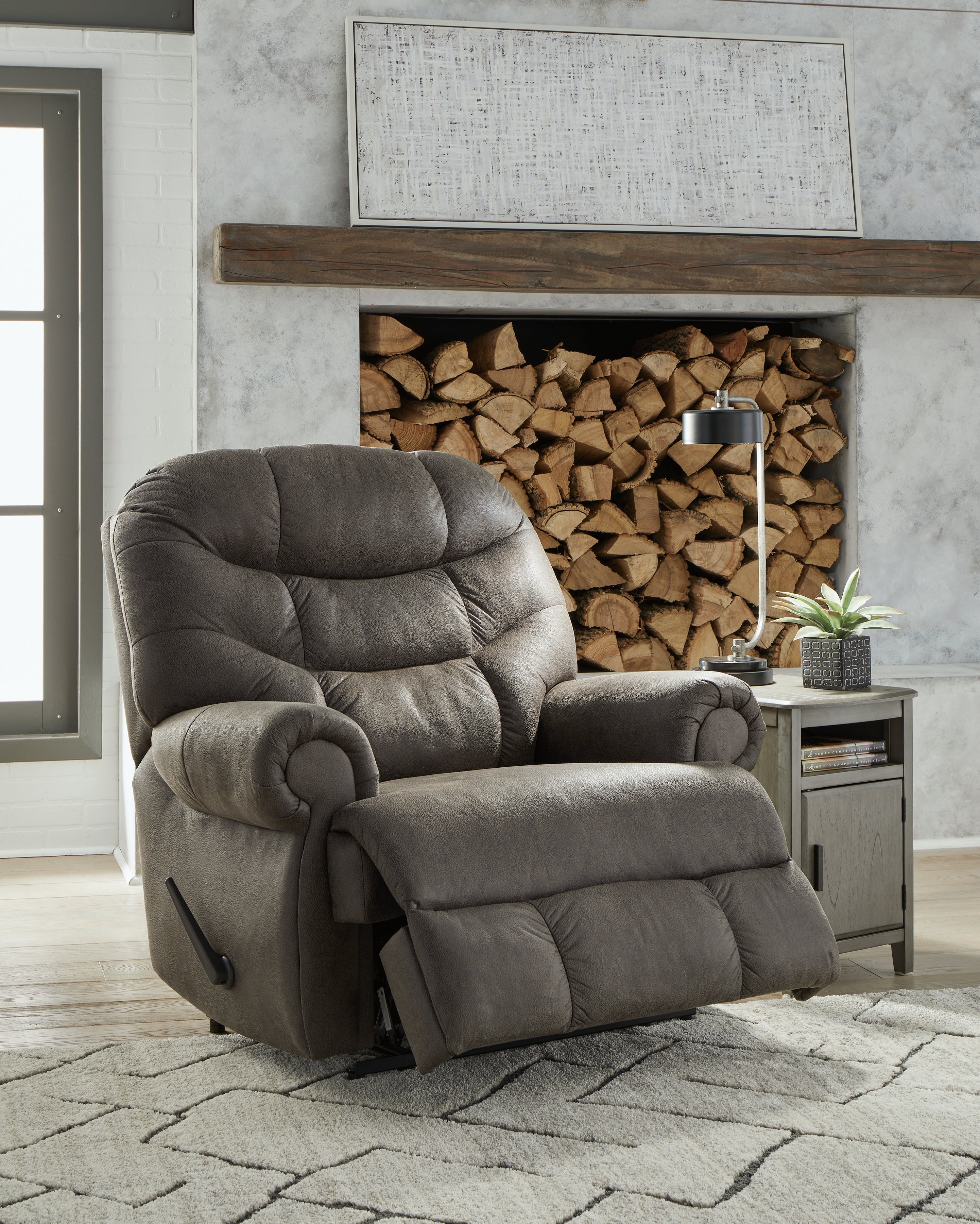 Ashley Furniture - Camera Time Recliner - Dark Gray Faux Leather - Recliners - Additional View 7