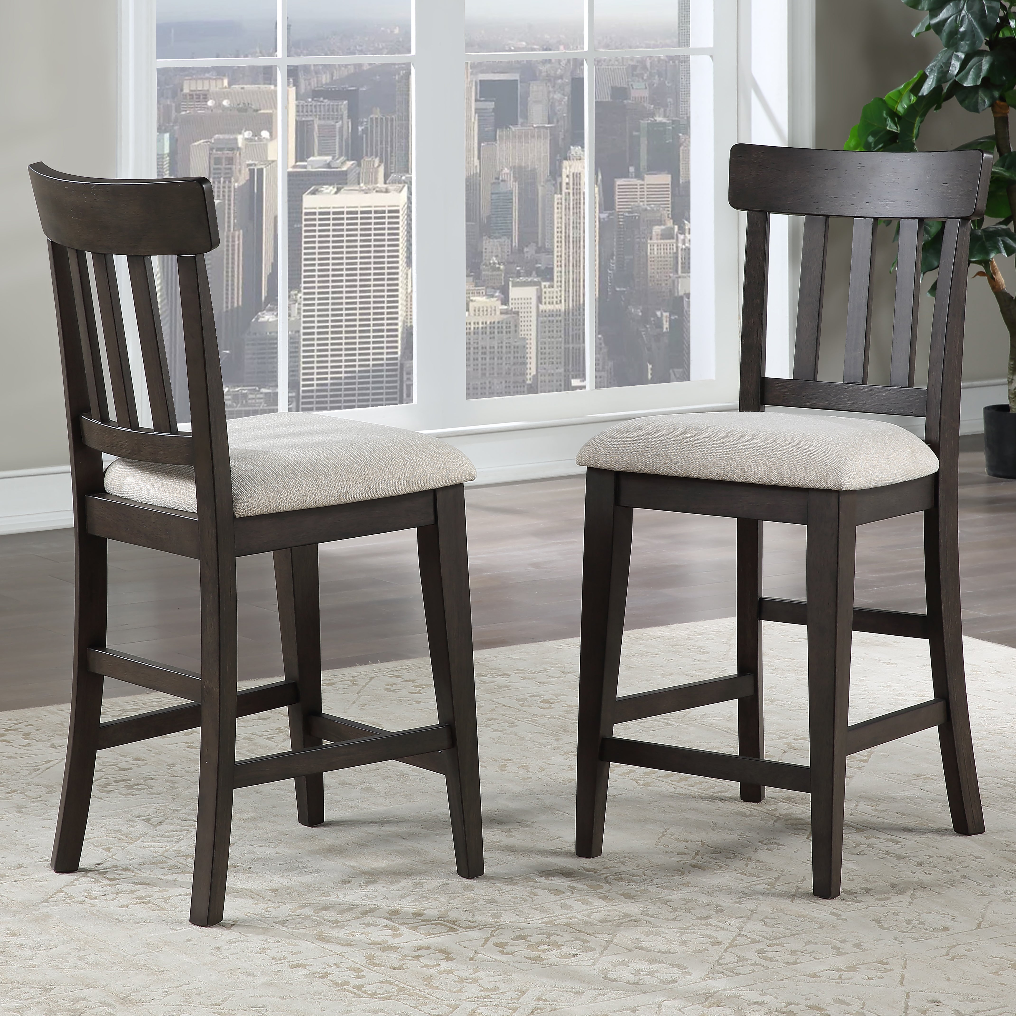 Steve Silver Furniture - Napa Counter Chair - Dark - Dark Brown|White Wood|Fabric - Chairs - Additional View 7