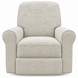 A classic upholstered armchair with a textured, woven light beige fabric, featuring a high back, rolled arms, and a cushioned seat on a white background.