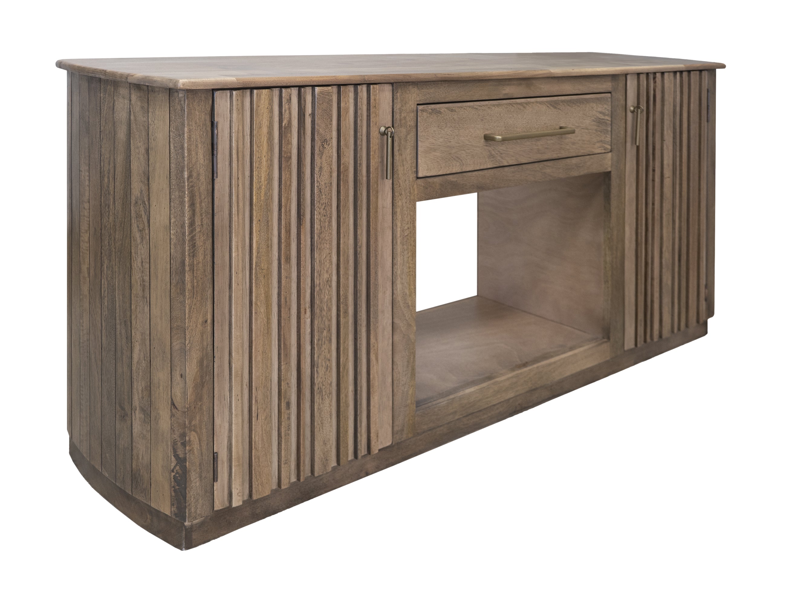 International Furniture Direct - SANTA FE FIREPLACE CONSOLE WITH ELECTRIC FIREPLACE - Light Brown Wood - TV Stands
