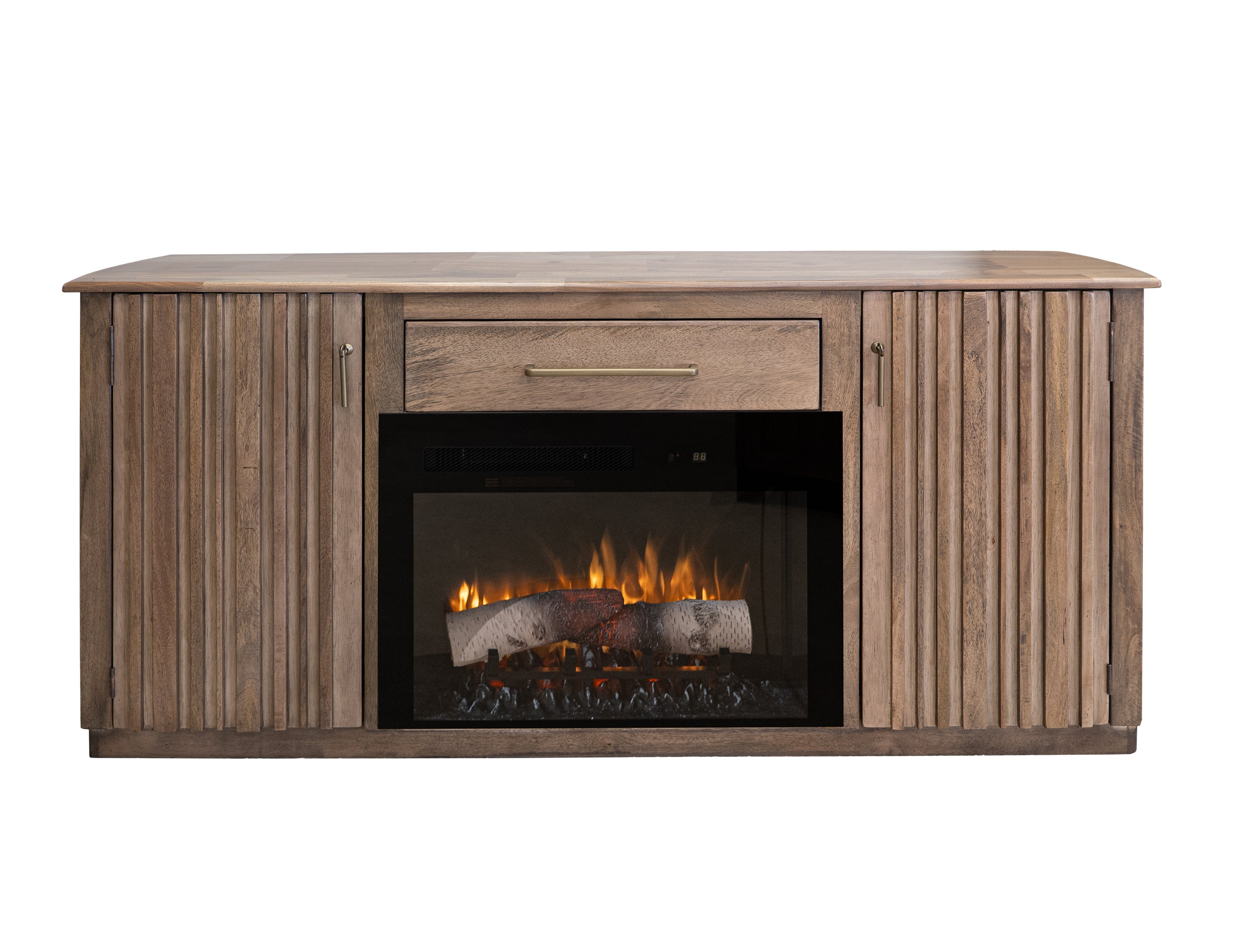 International Furniture Direct - SANTA FE FIREPLACE CONSOLE WITH ELECTRIC FIREPLACE - Light Brown Wood - TV Stands - Additional View 2